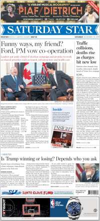 Portada de The Toronto Star (Canadá)