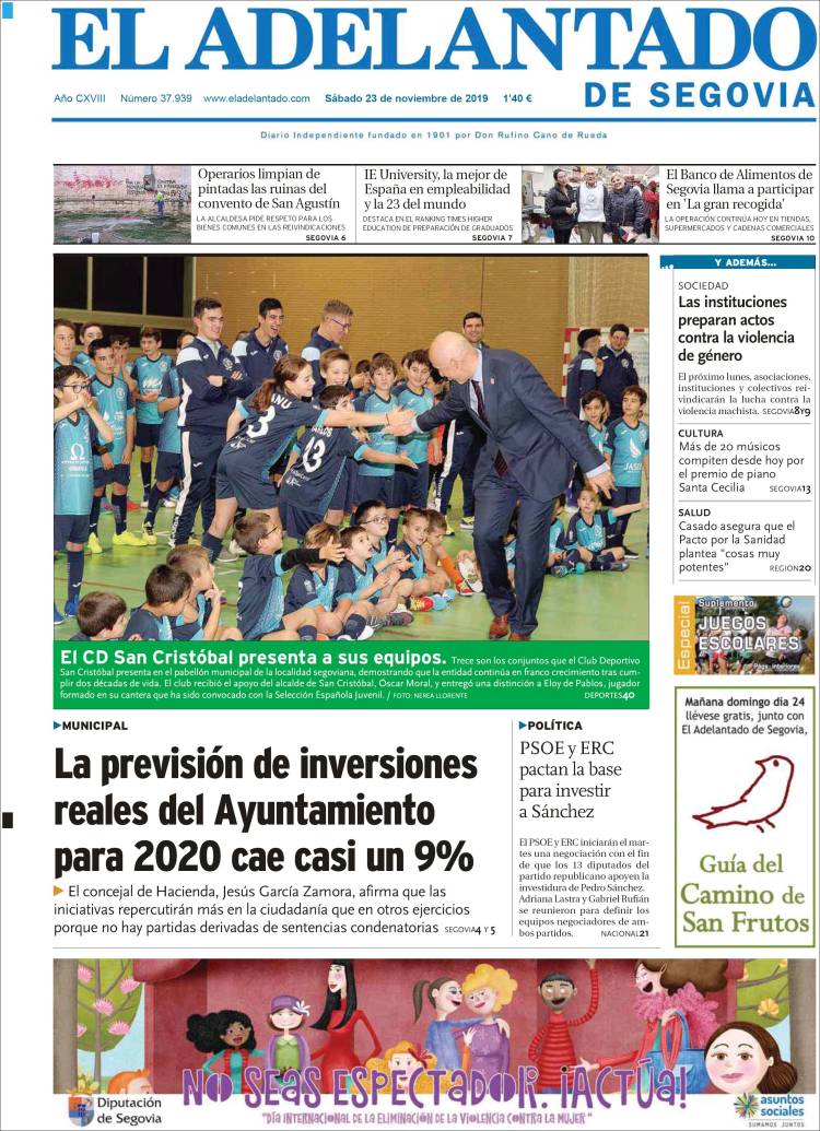 Portada de El Adelantado de Segovia (Espa&ntilde;a)