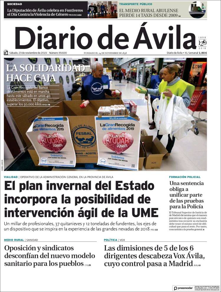 Portada de Diario de Ávila (Espa&ntilde;a)