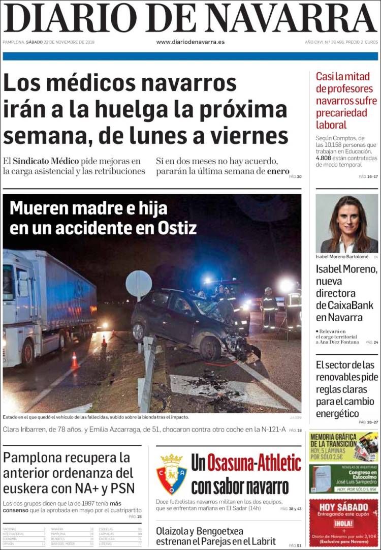 Portada de Diario de Navarra (Espa&ntilde;a)