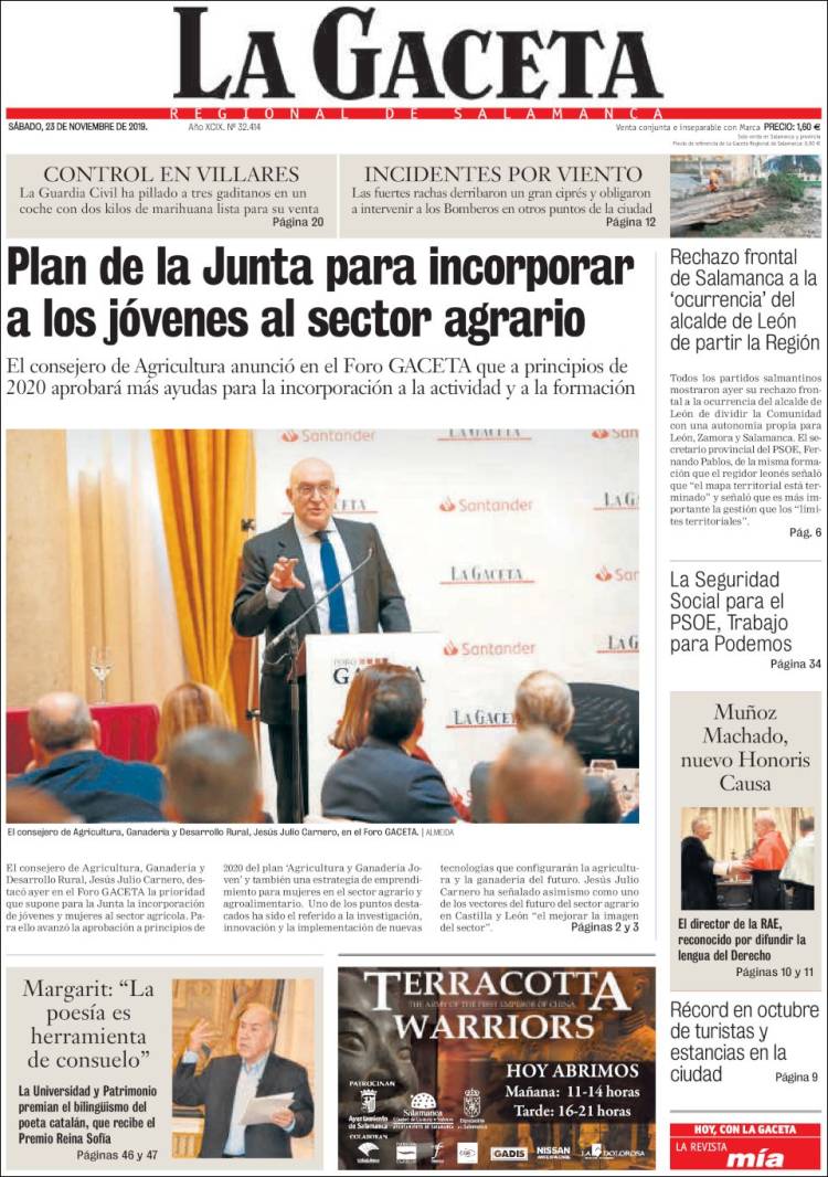 Portada de La Gaceta de Salamanca (Espa&ntilde;a)