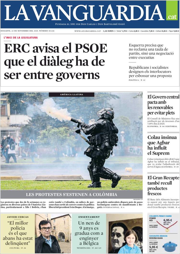 Portada de La Vanguardia (Espa&ntilde;a)