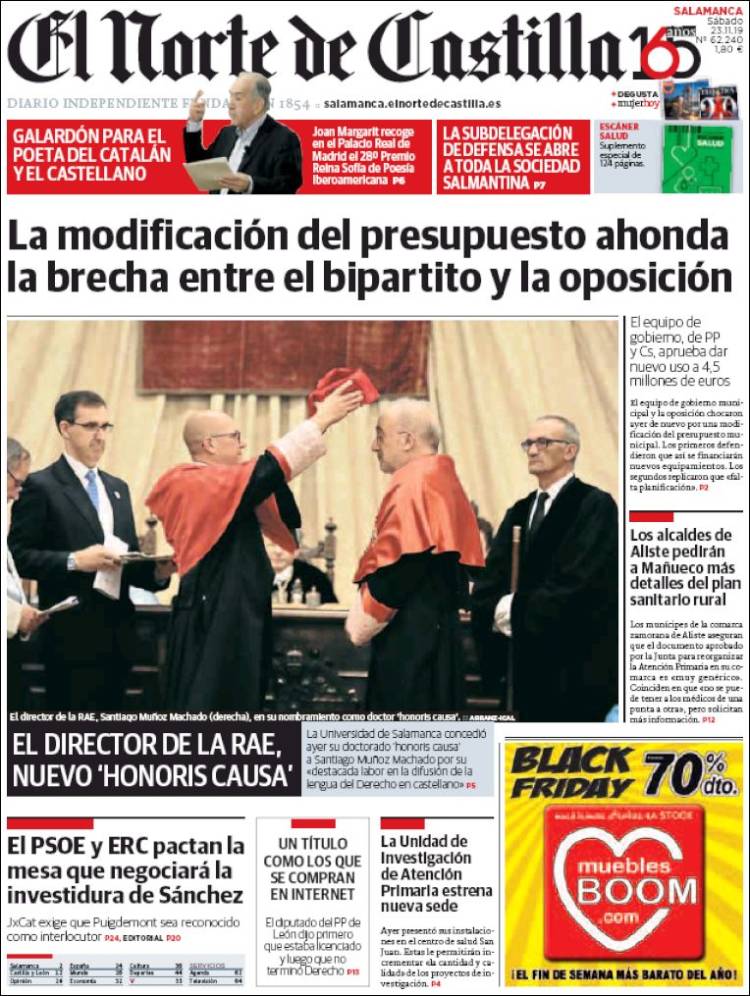 Portada de Norte de Castilla - Salamanca (Espa&ntilde;a)