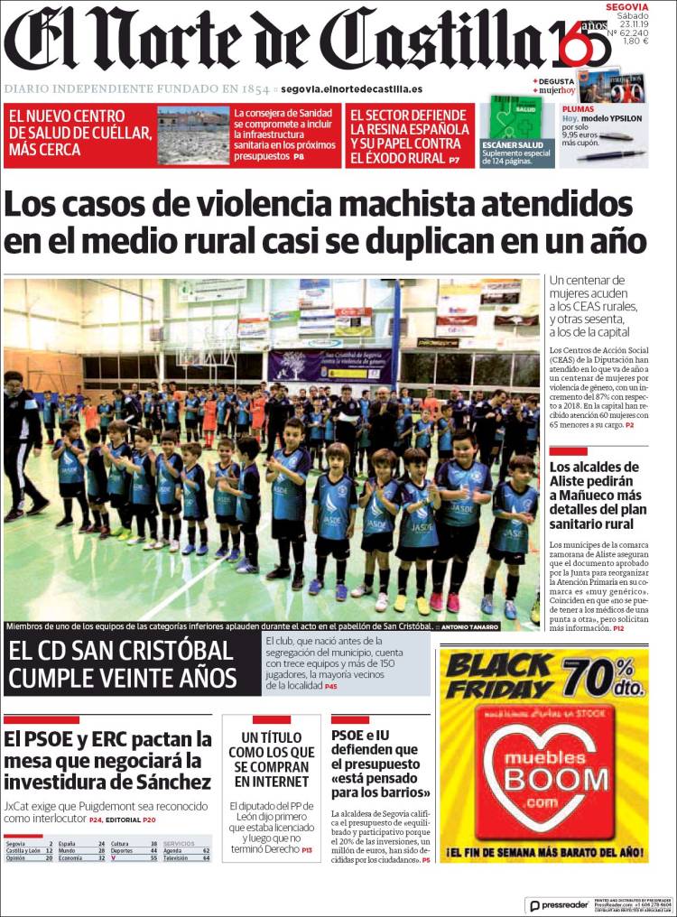 Portada de Norte de Castilla - Segovia (Espa&ntilde;a)