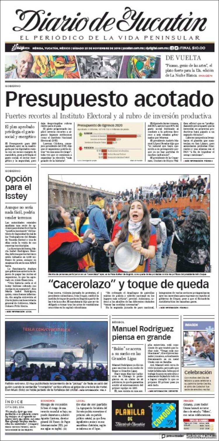Portada de Diario de Yucatán (M&eacute;xico)