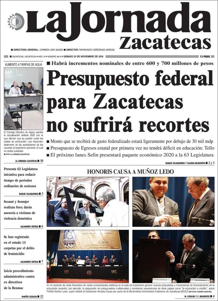 Portada de Jornada de Zacatecas (M&eacute;xico)