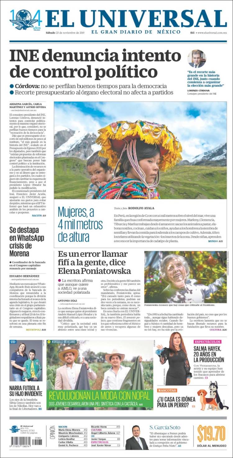 Portada de El Universal (M&eacute;xico)