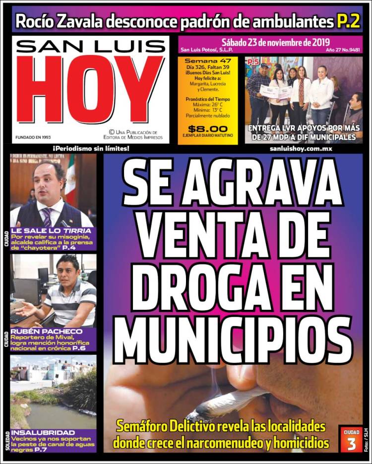 Portada de San Luis Hoy (M&eacute;xico)