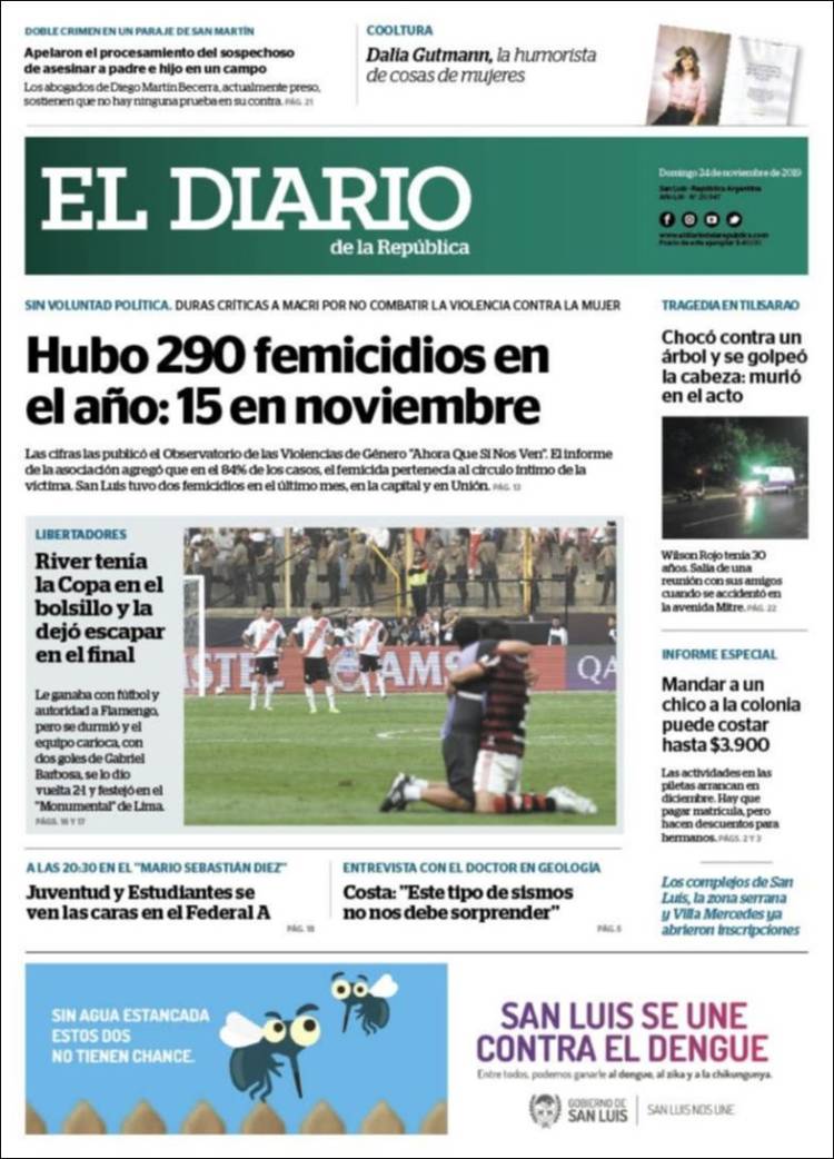 Portada de Diario de la República (Argentina)