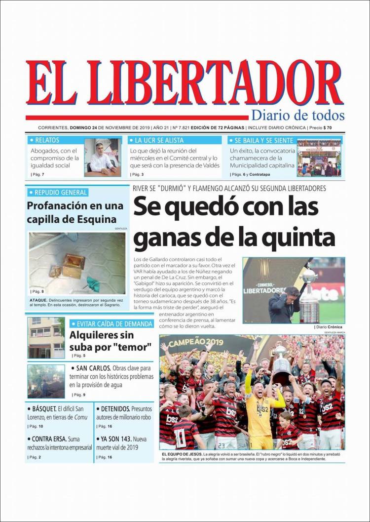 Portada de Diario El Libertador (Argentina)