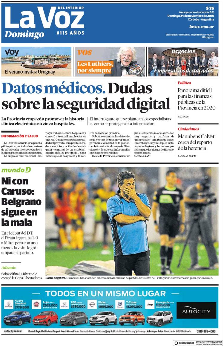 Portada de La Voz del Interior (Argentina)