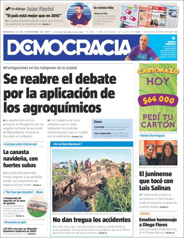 Portada de Diario Democracia (Argentina)