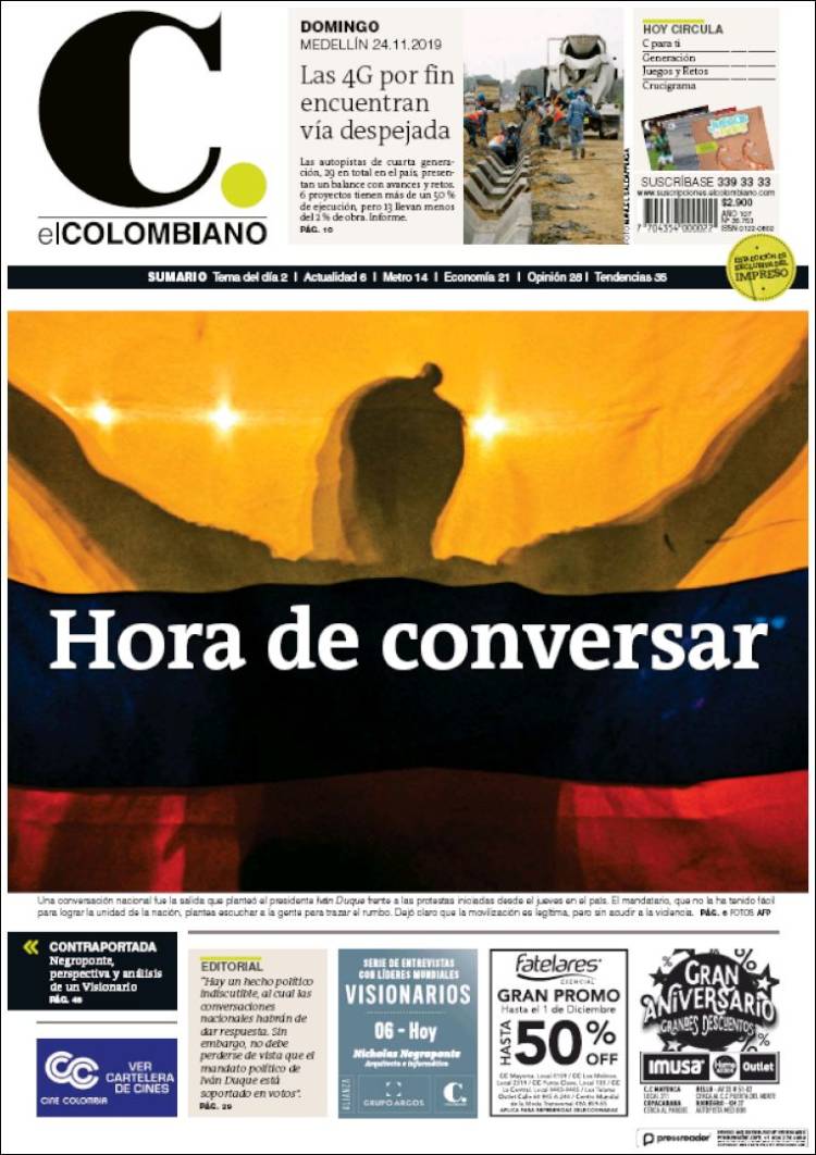 Portada de El Colombiano (Colombia)