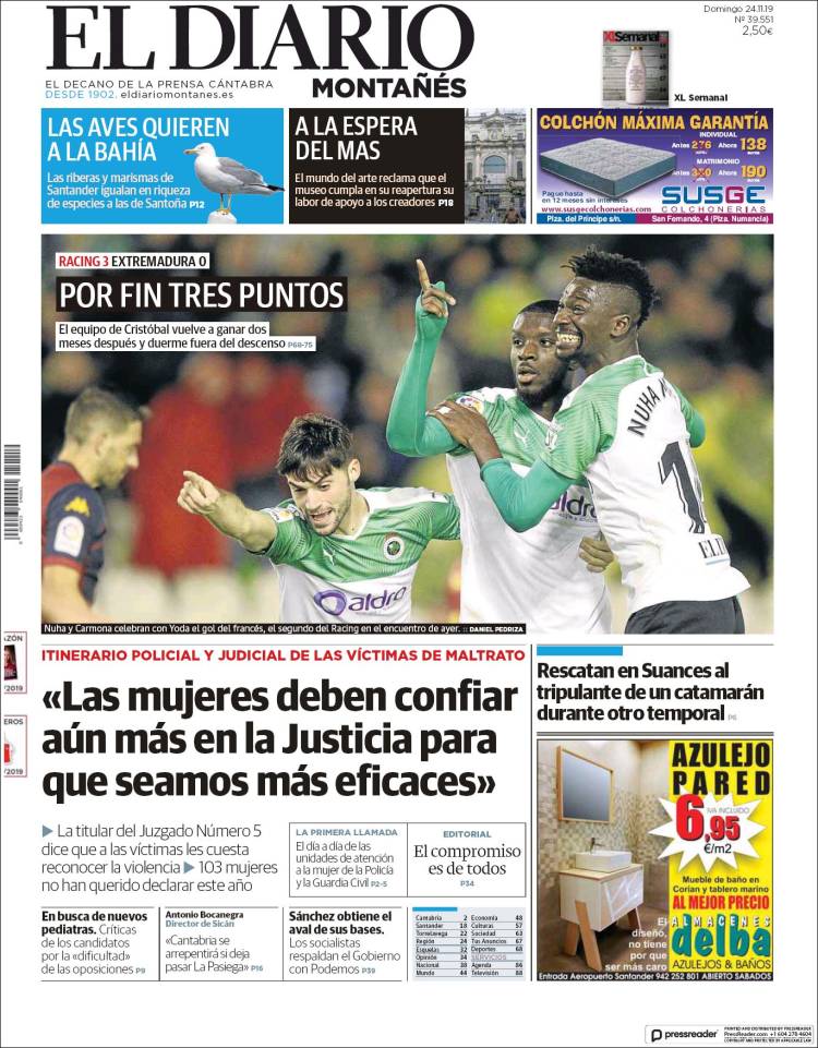 Portada de El Diario Montañés (España)