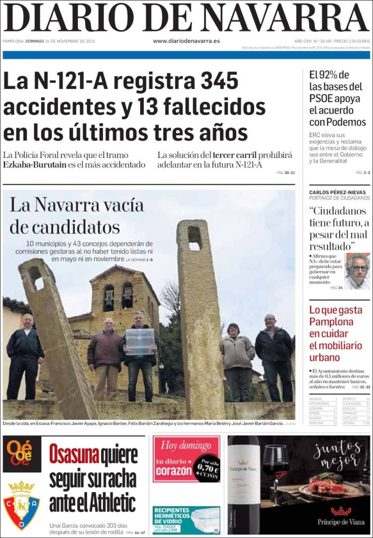 Portada de Diario de Navarra (España)