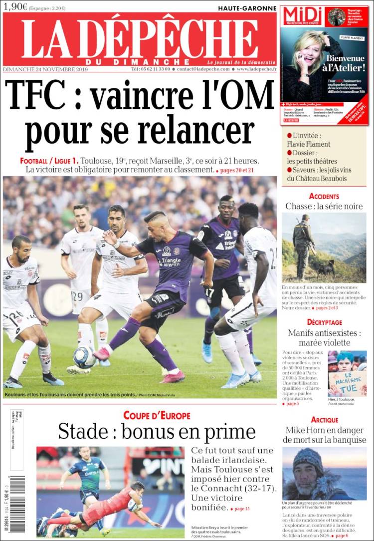 Portada de La Dépêche du Midi (Francia)