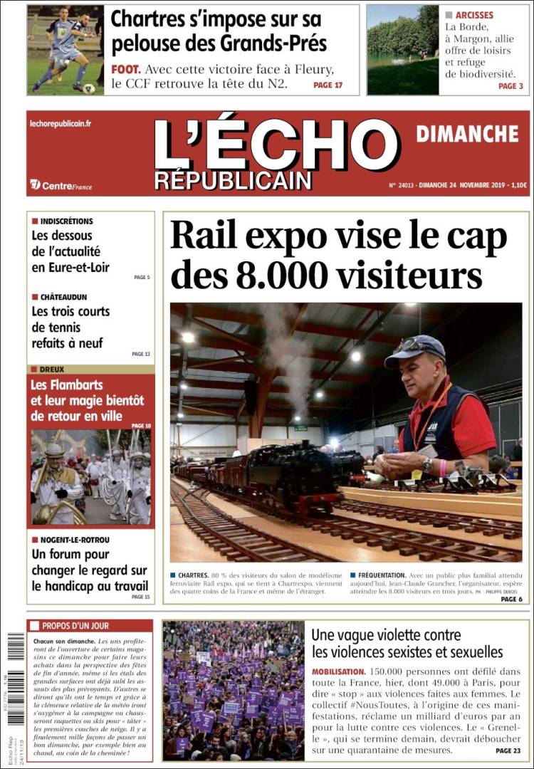 Portada de L'Echo Républicain (Francia)
