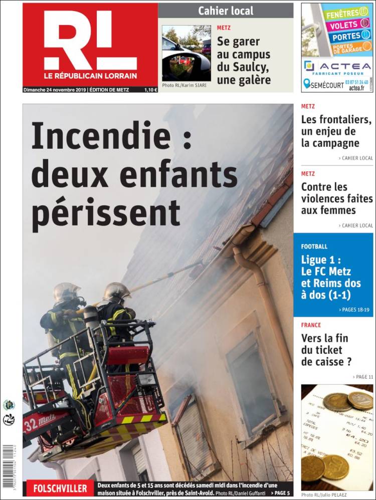 Portada de Le Republicain Lorrain (Francia)