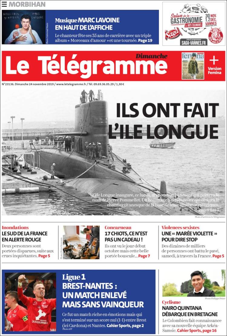 Portada de Télégramme (Francia)