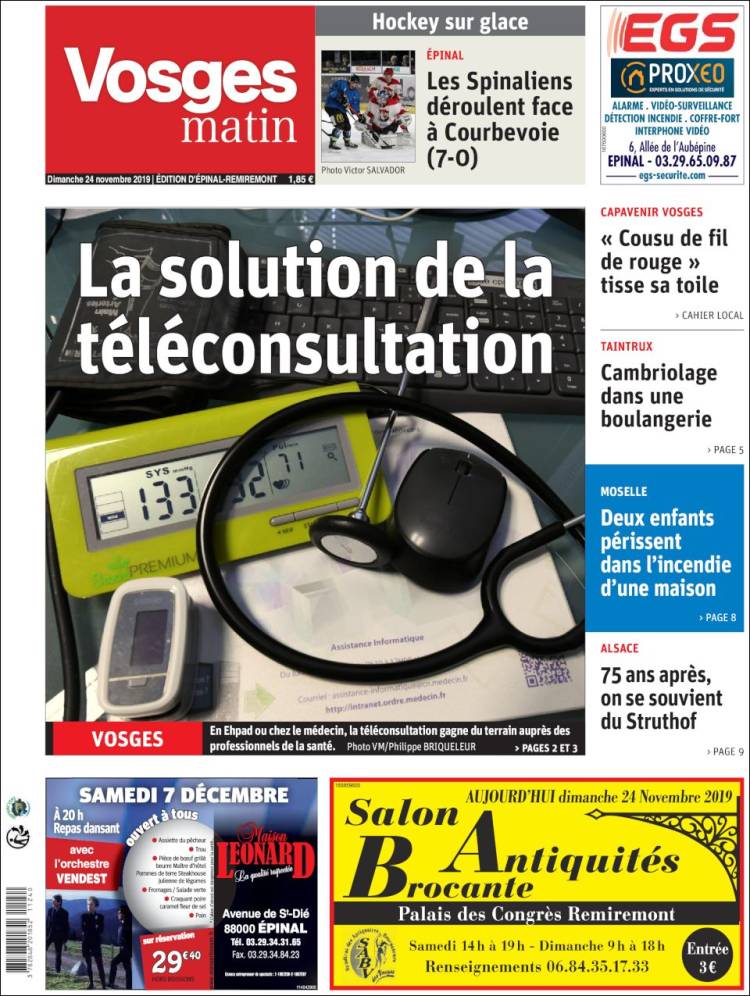 Portada de Vosges Matin (Francia)