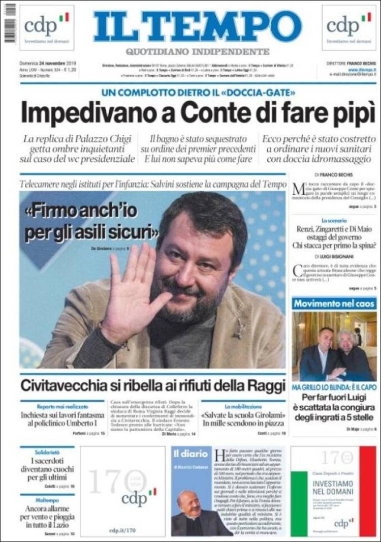 Portada de Il Tempo (Italia)