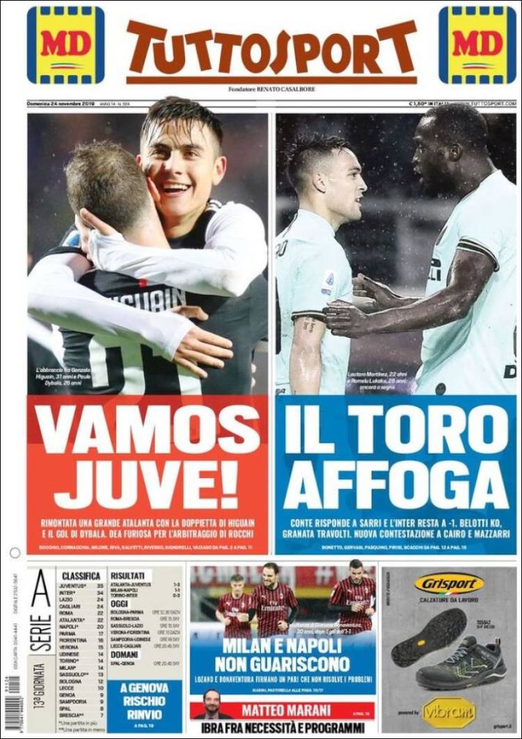 Portada de Tuttosport (Italia)
