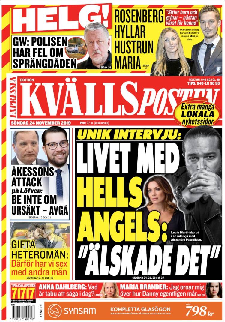Portada de Kvällsposten (Suecia)