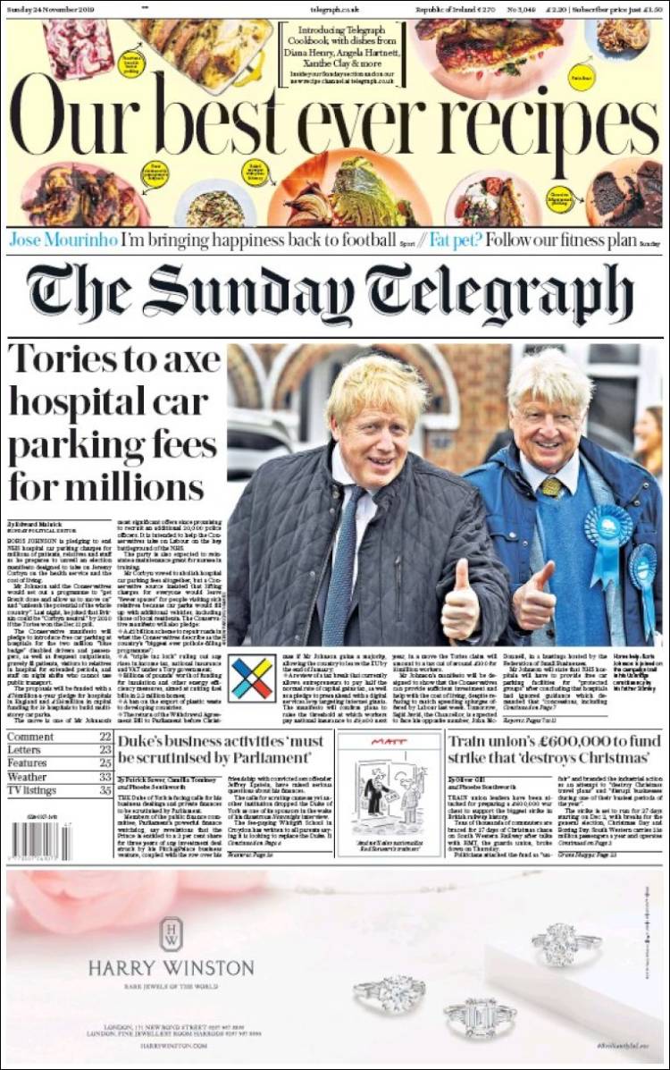 Portada de Daily Telegraph (Reino Unido)