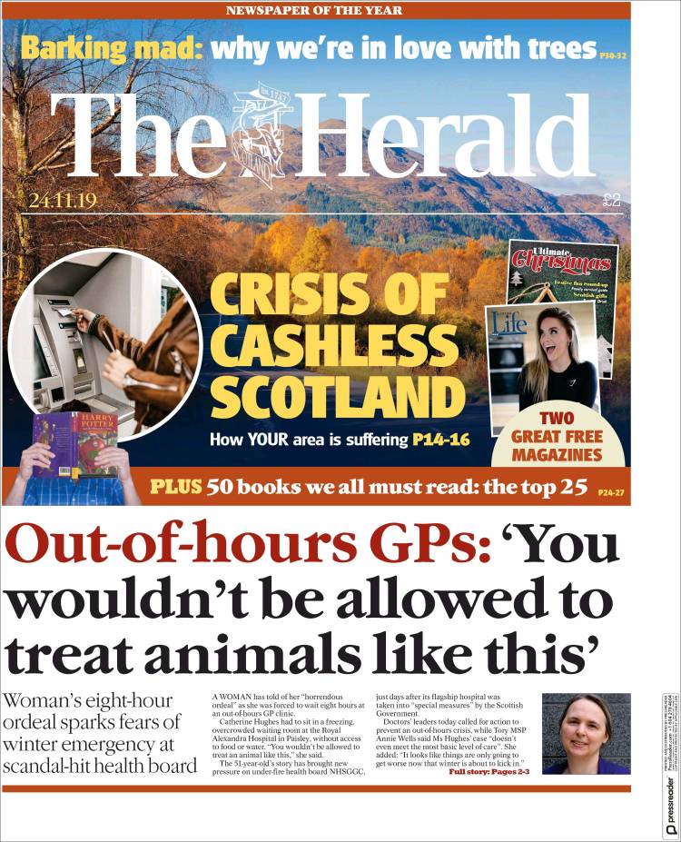 Portada de The Herald (Reino Unido)