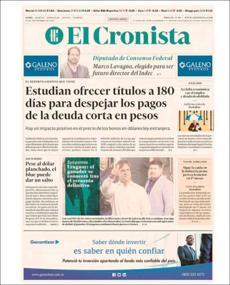 Portada de El Cronista Comercial (Argentina)