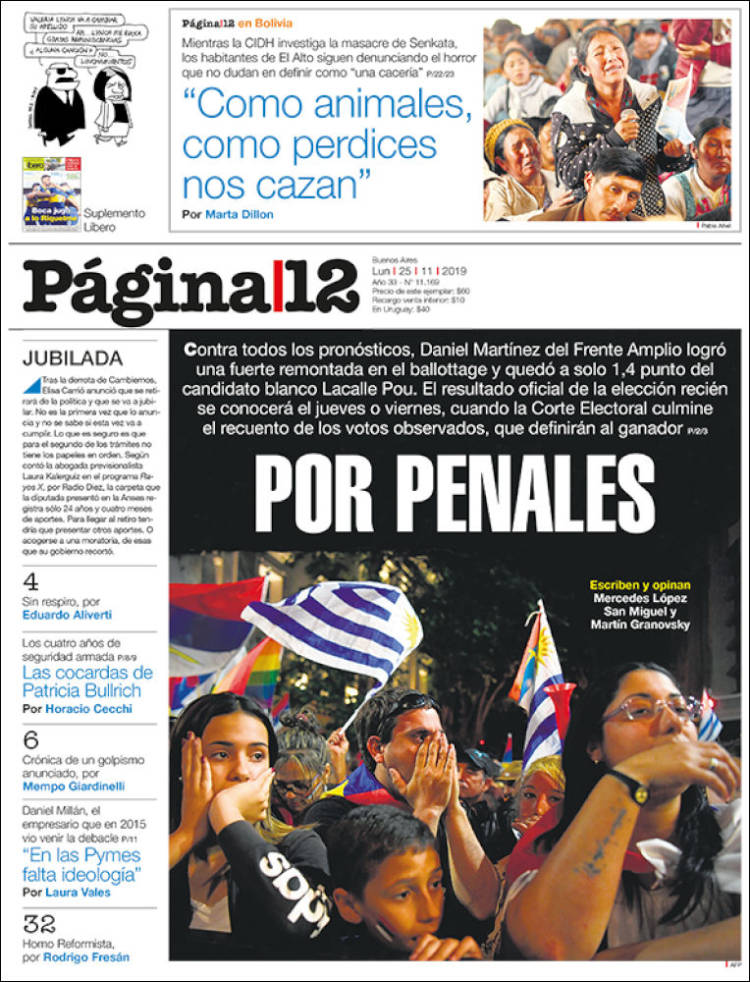 Portada de Página/12 (Argentina)