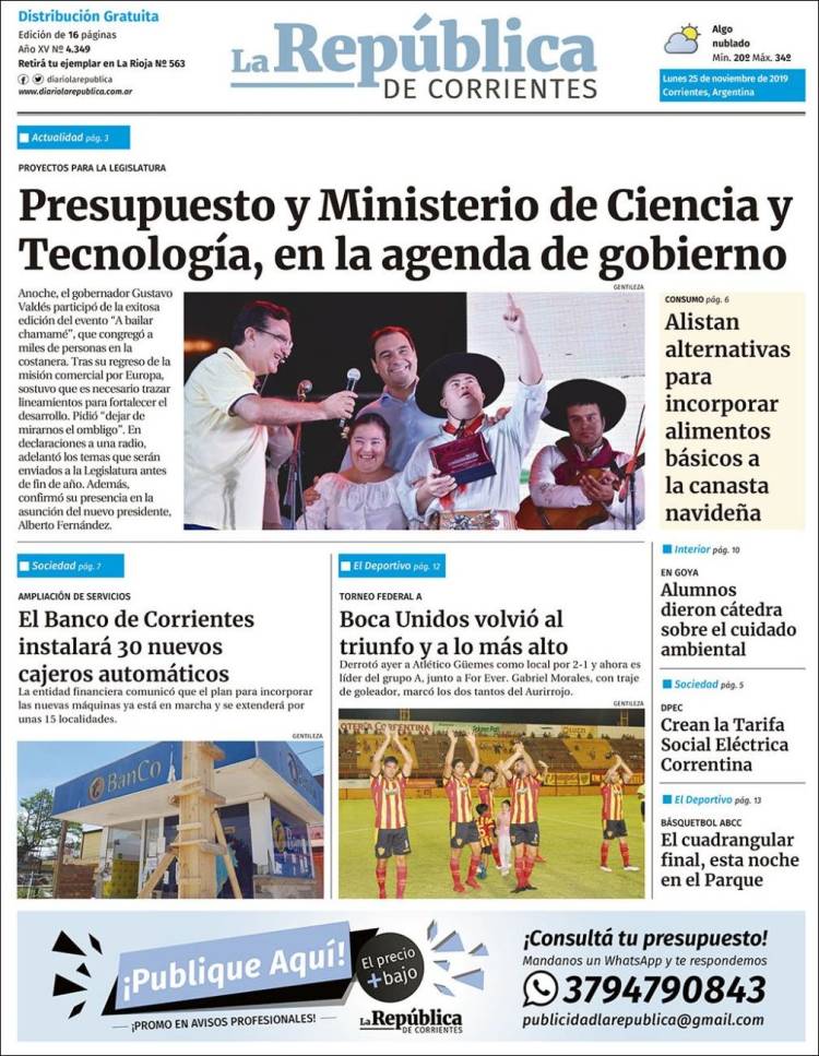 Portada de La República de Corrientes (Argentina)