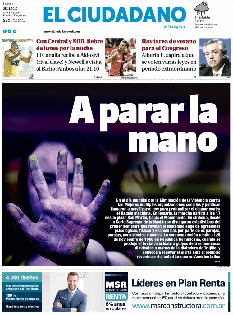 Portada de Diario El Ciudadano (Argentina)