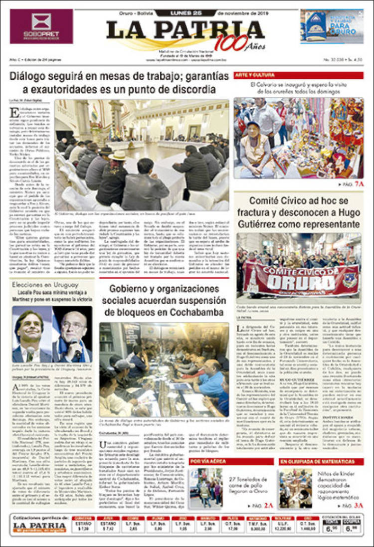 Portada de La Patria (Bolivia)