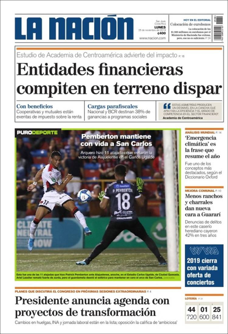 Portada de La Nación - Costa Rica (Costa Rica)