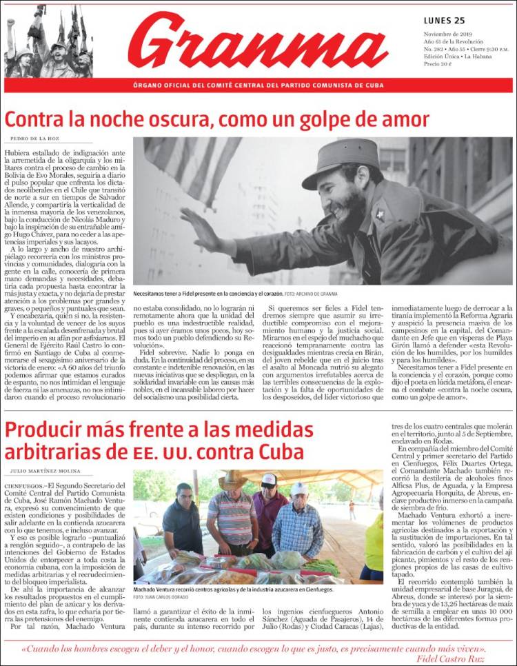 Portada de Granma (Cuba)