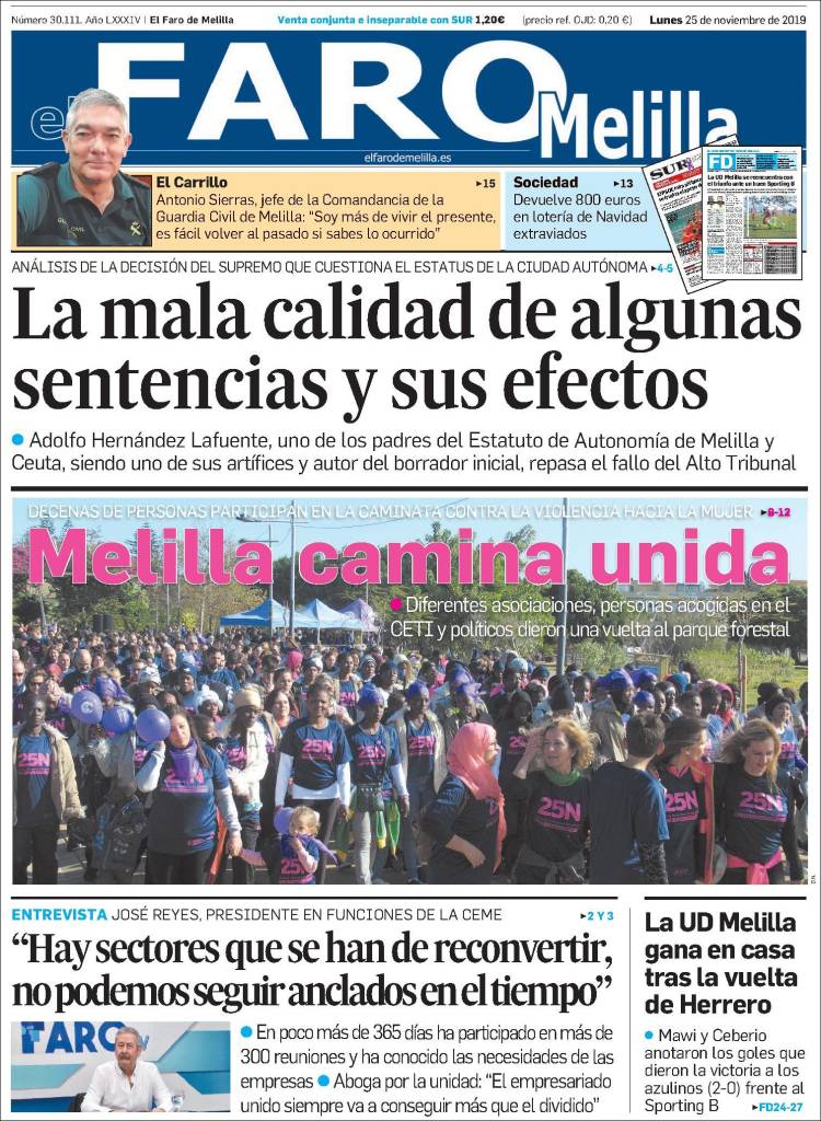 Portada de El Faro de Melilla (Espa&ntilde;a)