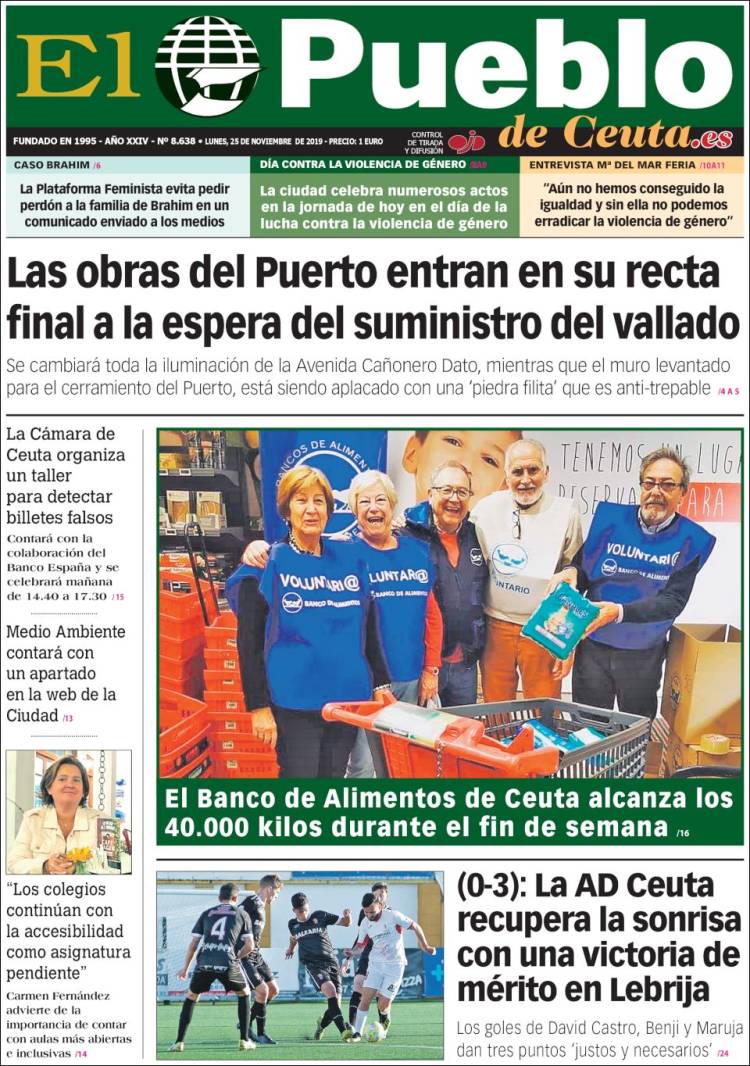 Portada de El Pueblo de Ceuta (Espa&ntilde;a)