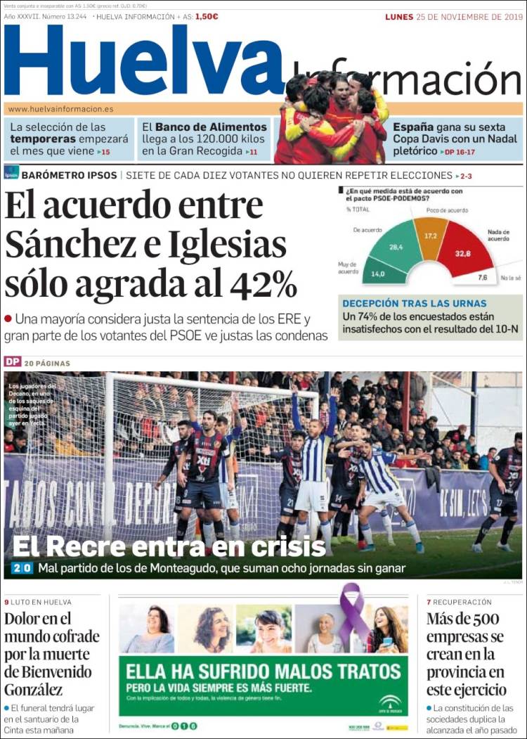 Portada de Huelva Información (España)