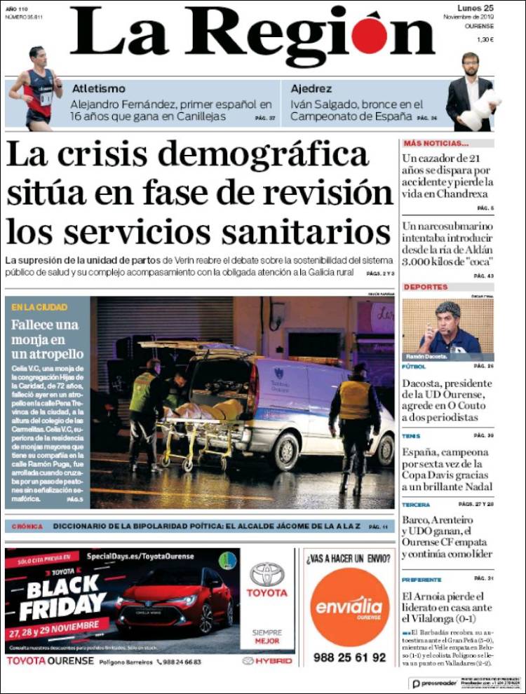 Portada de La Región de Ourense (Espa&ntilde;a)