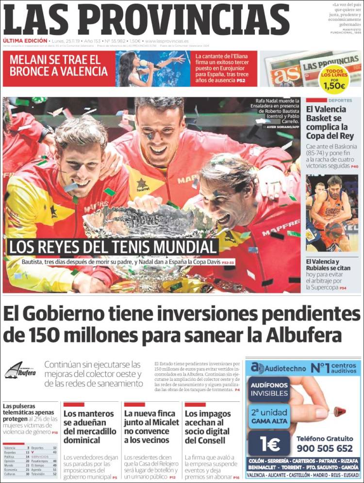 Portada de Las Provincias (Espa&ntilde;a)