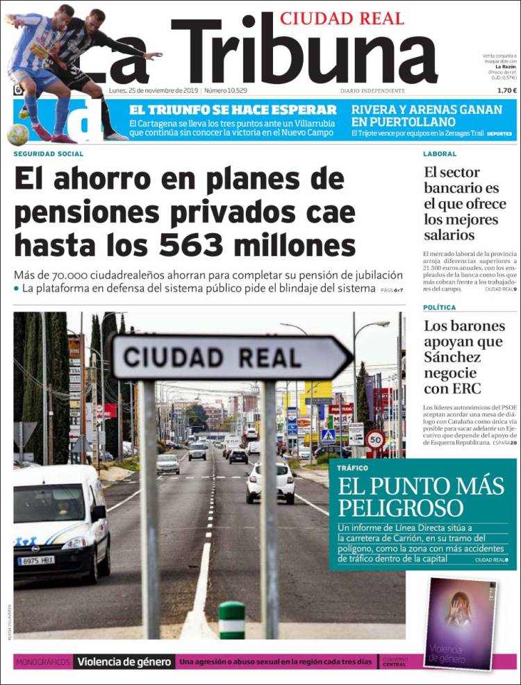Portada de La Tribuna de Ciudad Real (Espa&ntilde;a)