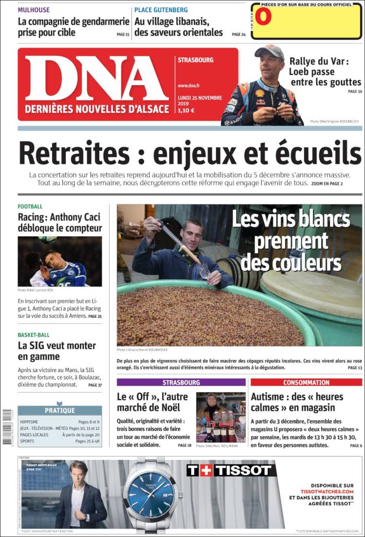 Portada de Les Dernières Nouvelles d'Alsace (Francia)