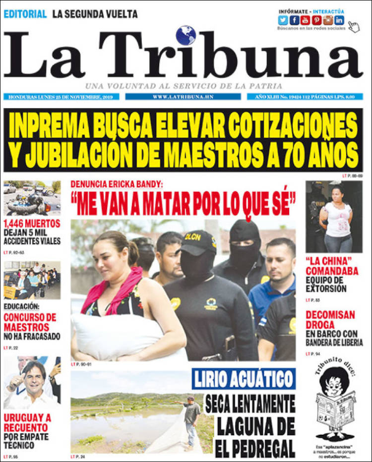 Portada de La Tribuna (Honduras)