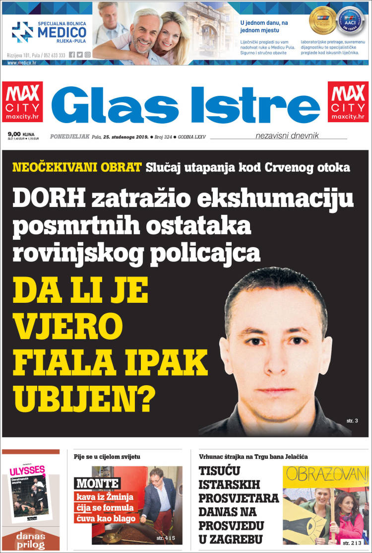 Portada de Glas Istre (Croacia)