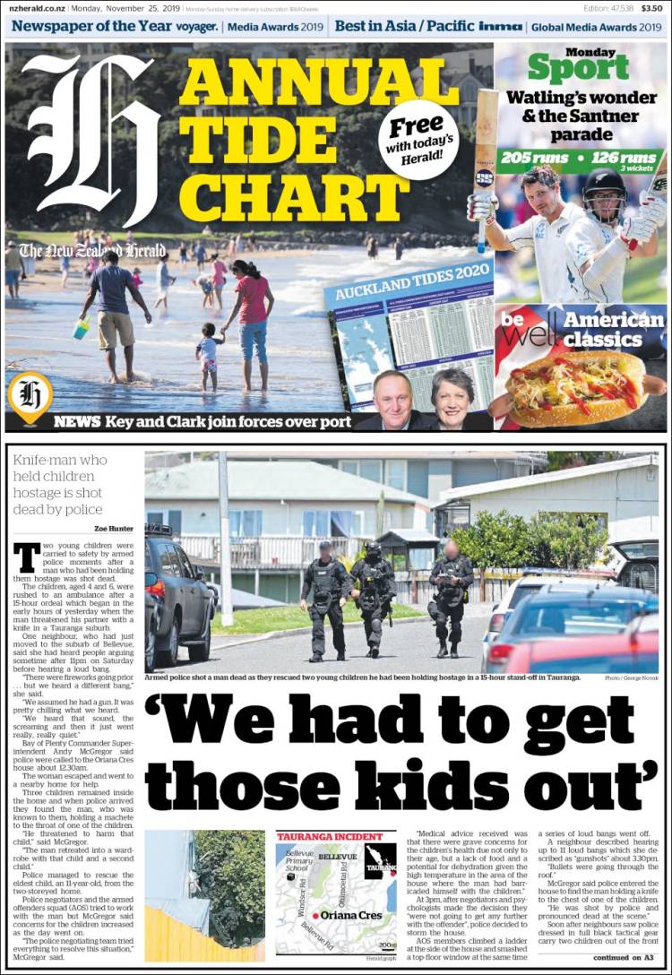 Portada de The New Zealand Herald (Nueva Zelanda)