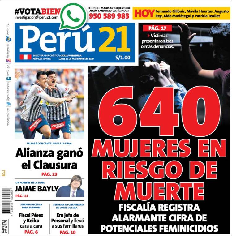 Portada de Perú 21 (Per&uacute;)