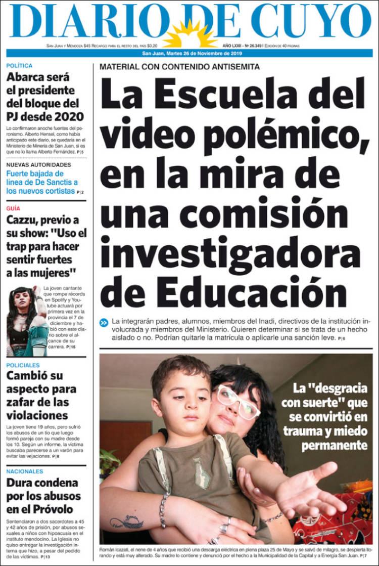 Portada de Diario de Cuyo (Argentina)