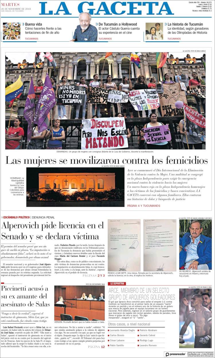 Portada de La Gaceta (Argentina)