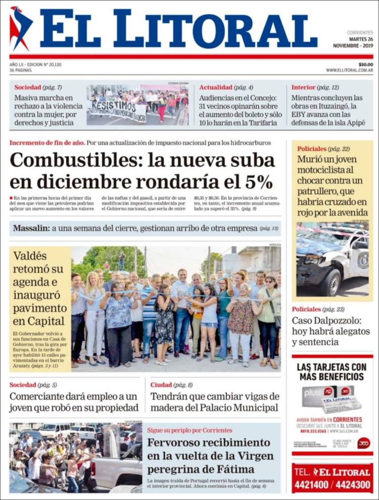 Portada de El Litoral Corrientes (Argentina)